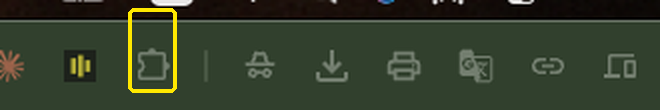 Barre d'outils de Chrome avec l'icône pièce de puzzle entourée en jaune.